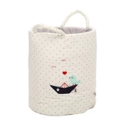 Aufbewahrungskorb "WAL/FALTBOOT &Co." In Weiß/Grau - (L) 40 X (B) 35cm -Dekostuck Store baby lal r aufbewahrungskorb wal faltboot andco in weiss grau l 40 x b 35cm 2