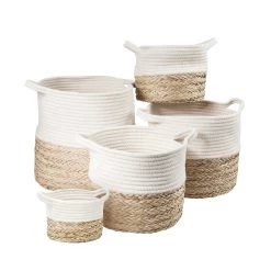 Korb Rund Ø23cm COTTON BRAID In Natur-Weiß -Dekostuck Store butlers korb rund o23cm cotton braid in natur weiss 3