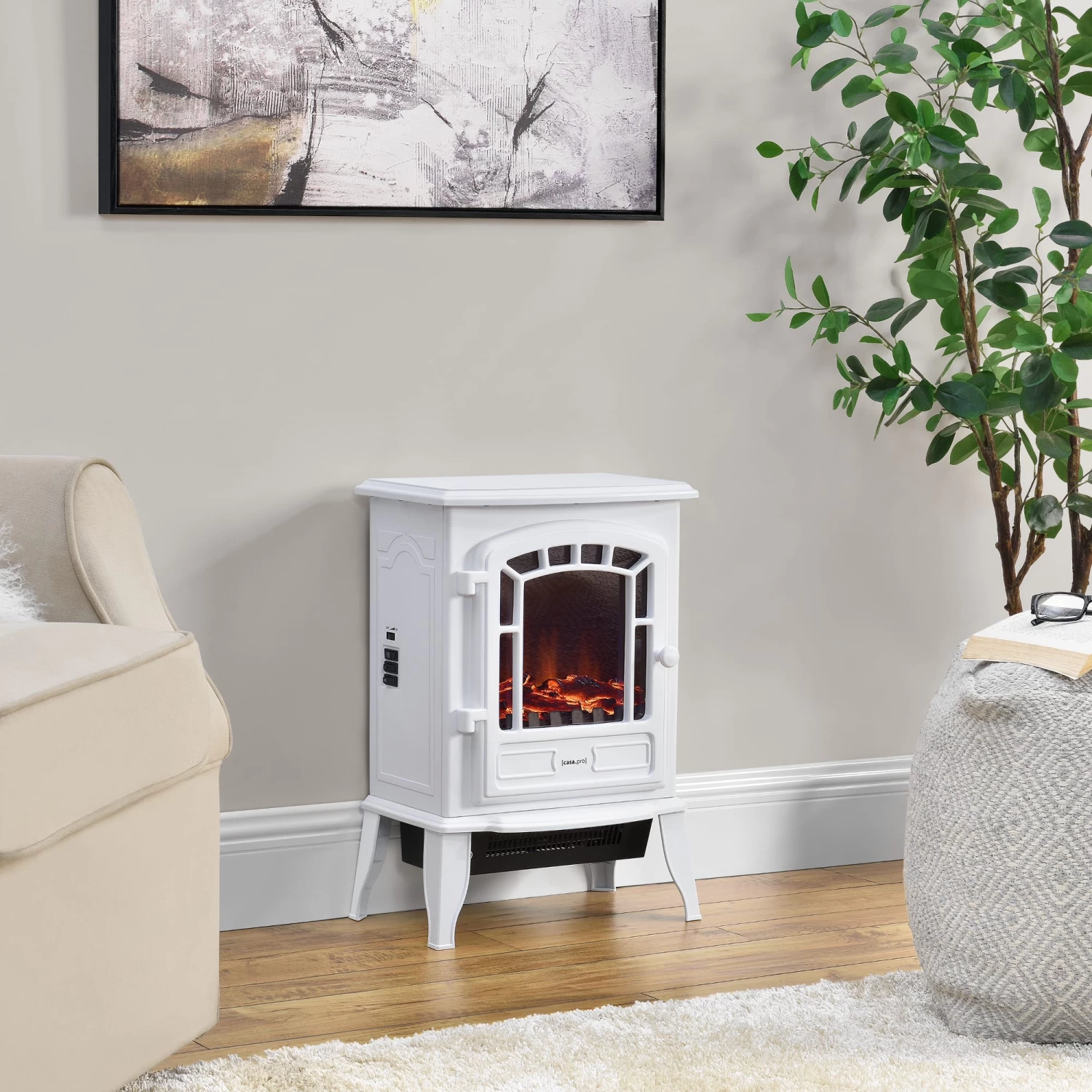 Elektrischer Kamin In Weiß (L)39cm (B)24cm (H)56.5cm 4 Elektrischer Kamin In Weiß (L)39cm (B)24cm (H)56.5cm – Bild 2