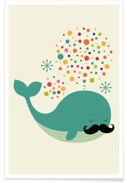 Poster "Firewhale" In Blau & Bunt