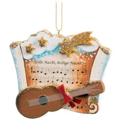 Baumschmuck Notenblatt Mit Gitarre, Sonderedition "Stille Nacht" In Bunt