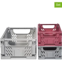 3er.Set: Aufbewahrungskisten "Clara" In Grau/ Beere