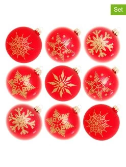 Christbaumkugeln In Rot - 9 Stück - Ø 8 Cm