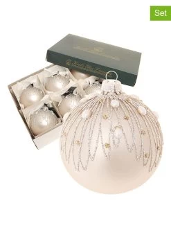 Christbaumkugeln In Weiß - 6 Stück - Ø 8 Cm