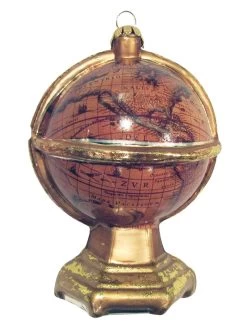 Christbaumornament "Antiker Globus" In Gold/ Braun - (L)11 Cm