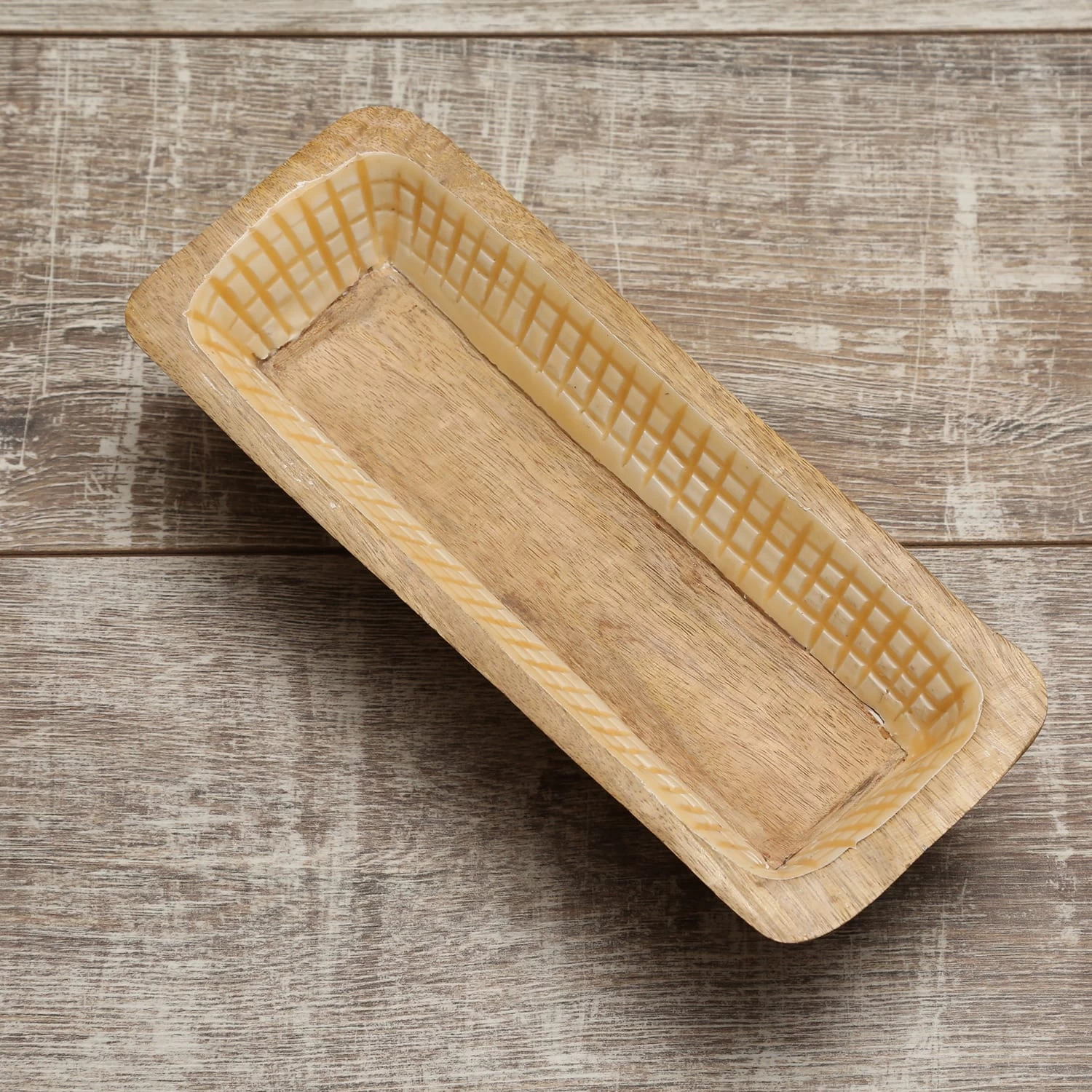 Dekoschale Aus Mangoholz In Terracotta/weiß - L: 30cm 7 Dekoschale Aus Mangoholz In Terracotta/weiß - L: 30cm – Bild 5