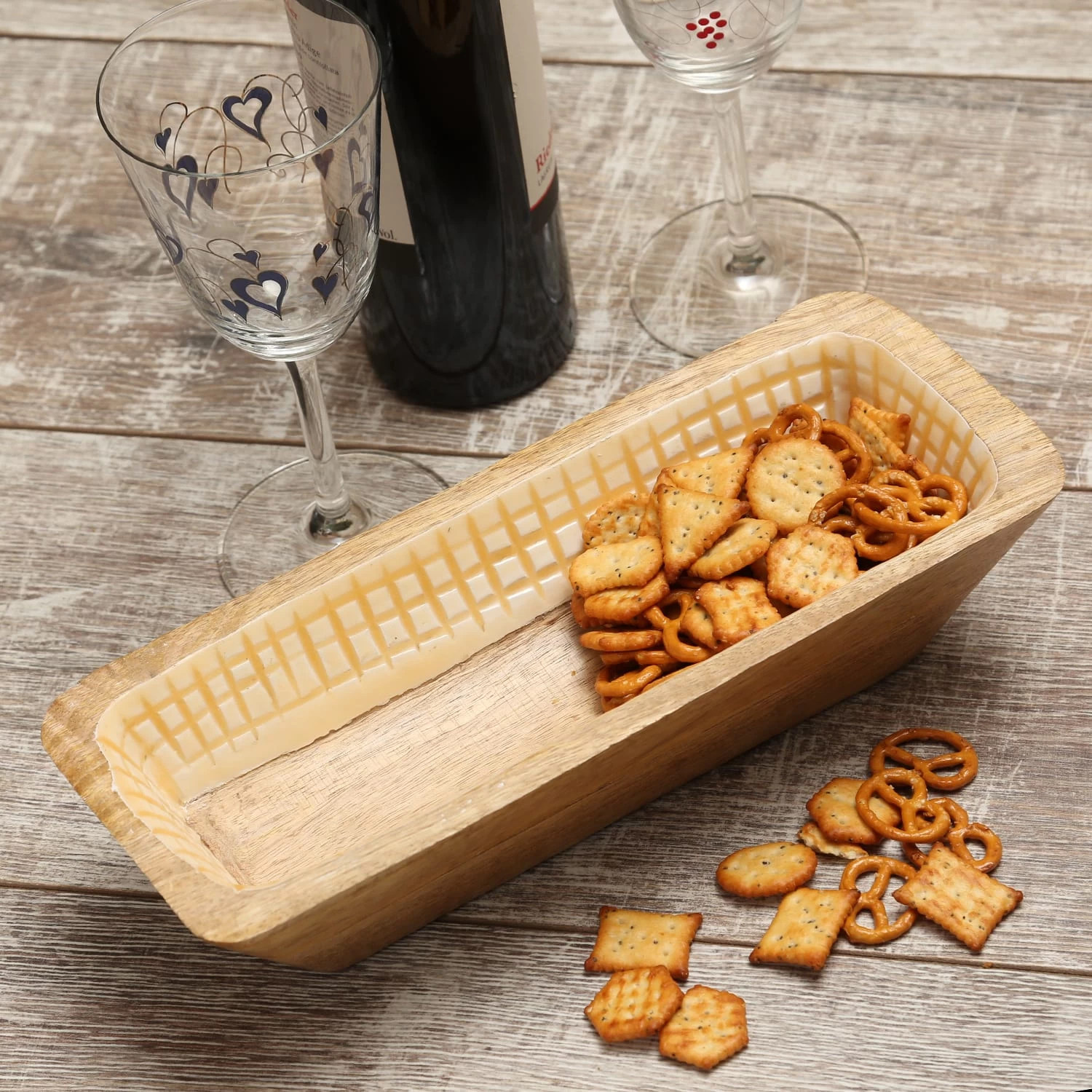 Dekoschale Aus Mangoholz In Terracotta/weiß - L: 30cm 9 Dekoschale Aus Mangoholz In Terracotta/weiß - L: 30cm – Bild 7