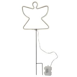 LED Gartenstecker Neon Engel 102LED H: 65cm In Weiß