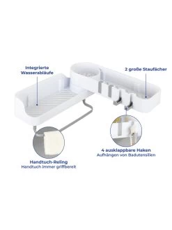 Eck-Aufbewahrungskorb Mit Dreh-Gelenk Ohne Bohren In Weiß -Dekostuck Store maximex eck aufbewahrungskorb mit dreh gelenk ohne bohren in weiss 10