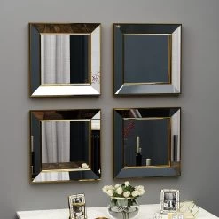 Spiegel Abel 4er 40x40cm Gold -Dekostuck Store moebel17 spiegel abel 4er 40x40cm gold 4