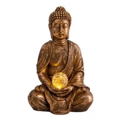 LED-Deko-Solarleuchte "Buddha" (H) 30,5 Cm In Gold
