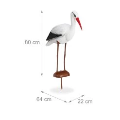 2x Gartenfigur "Storch" In Weiß/Rot - (B)22 X (H)80 X (T)64 Cm -Dekostuck Store relaxdays 2x gartenfigur storch in weiss rot b 22 x h 80 x t 64 cm 3