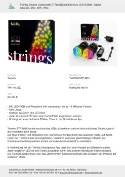 Twinkly Smarte Lichterkette STRINGS Mit 600 LEDs In Bunt- RGBW LED -Dekostuck Store twinkly smarte lichterkette strings mit 600 leds in bunt rgbw led 5