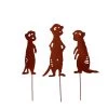 3er Set Gartenstecker Rost Erdmännchen In Braun