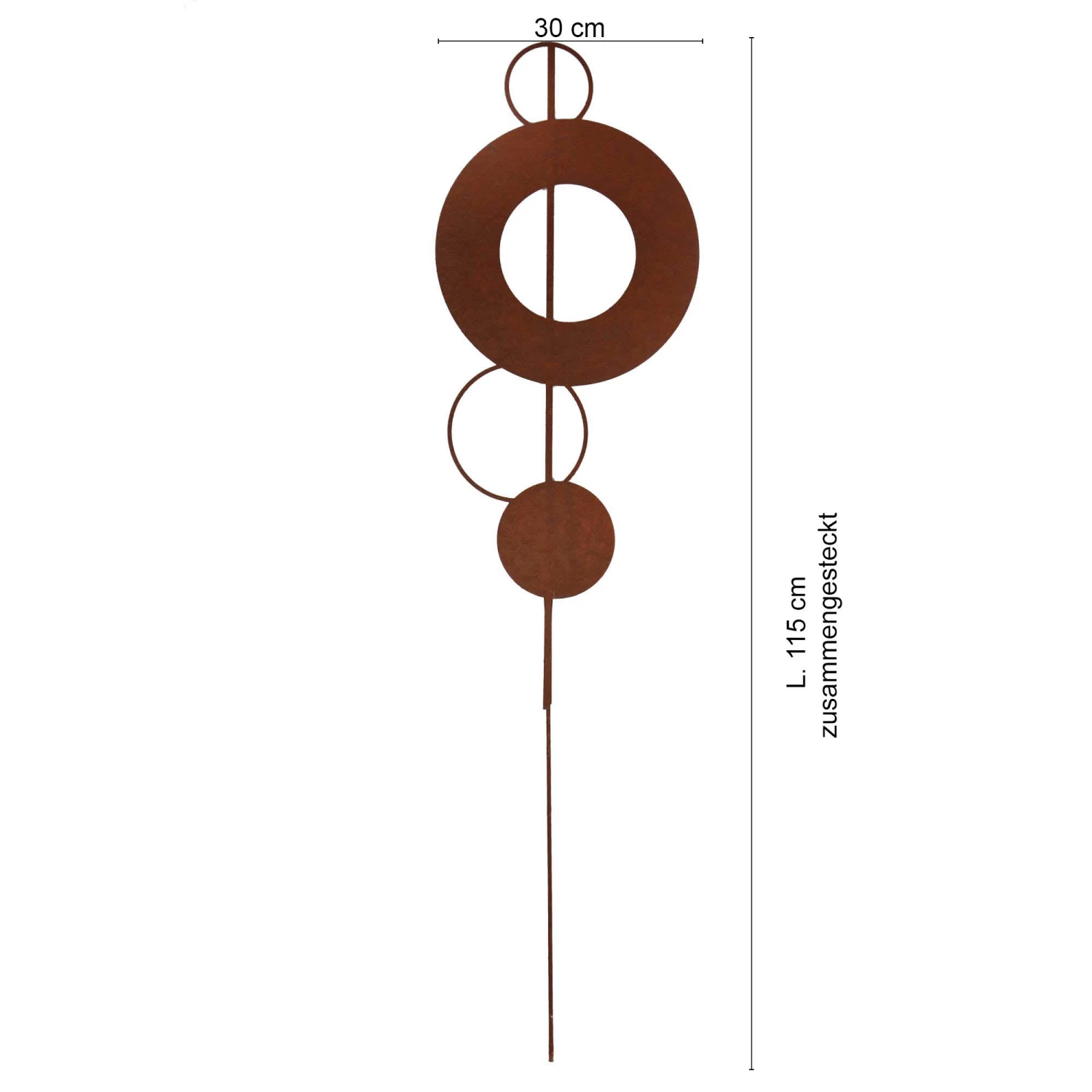 Gartenstecker Rost Stab Mit Kreisen In Braun 4 Gartenstecker Rost Stab Mit Kreisen In Braun – Bild 2