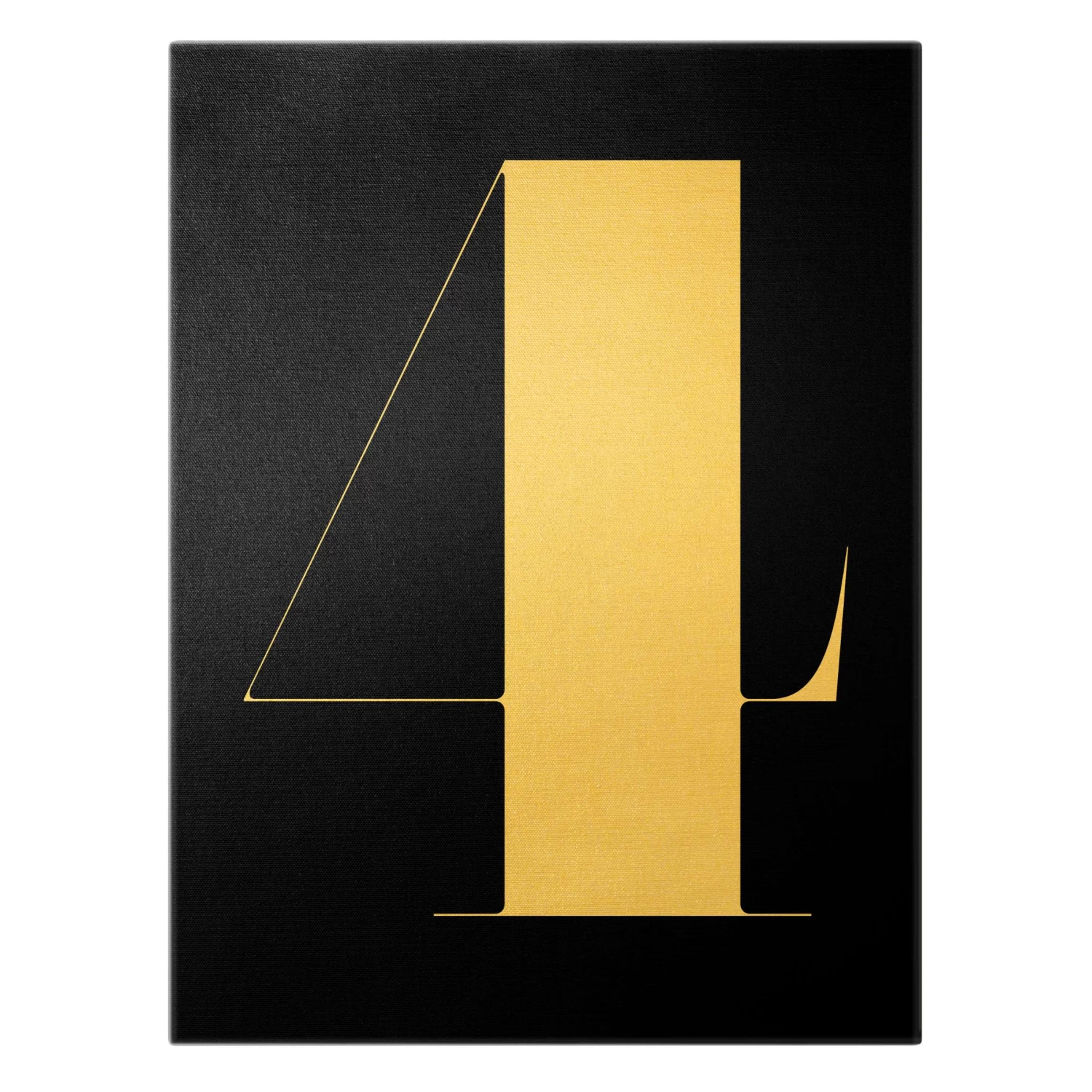 Leinwandbild Gold - Antiqua Zahl 4 In Schwarz 3 Leinwandbild Gold - Antiqua Zahl 4 In Schwarz