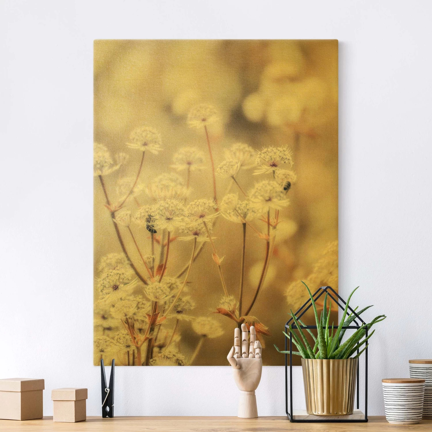 Leinwandbild Gold - Federleichte Wildblumen In Braun 4 Leinwandbild Gold - Federleichte Wildblumen In Braun – Bild 2