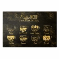 Leinwandbild Gold - Kaffeesorten Kreidetafel In Schwarz-Weiß
