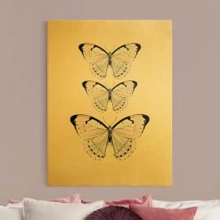 Leinwandbild Gold - Schmetterling Auf Beige In Creme-Beige -Dekostuck Store wallart leinwandbild gold schmetterling auf beige in creme beige 2