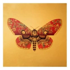 Leinwandbild Gold - Vintage Motte In Rot