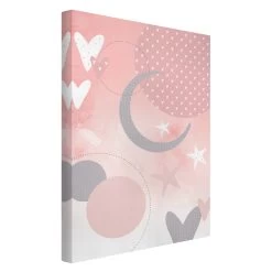 Leinwandbild - Kinderteppich Grafisch - Sterne Und Mond In Rosa -Dekostuck Store wallart leinwandbild kinderteppich grafisch sterne und mond in rosa 4