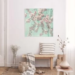 Leinwandbild - Kirschblütentanz Auf Leinenstruktur In Creme-Beige -Dekostuck Store wallart leinwandbild kirschblutentanz auf leinenstruktur in creme beige 2