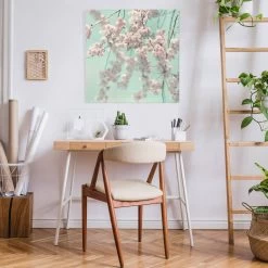 Leinwandbild - Kirschblütentanz Auf Leinenstruktur In Creme-Beige -Dekostuck Store wallart leinwandbild kirschblutentanz auf leinenstruktur in creme beige 3