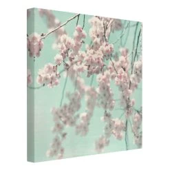 Leinwandbild - Kirschblütentanz Auf Leinenstruktur In Creme-Beige -Dekostuck Store wallart leinwandbild kirschblutentanz auf leinenstruktur in creme beige 4