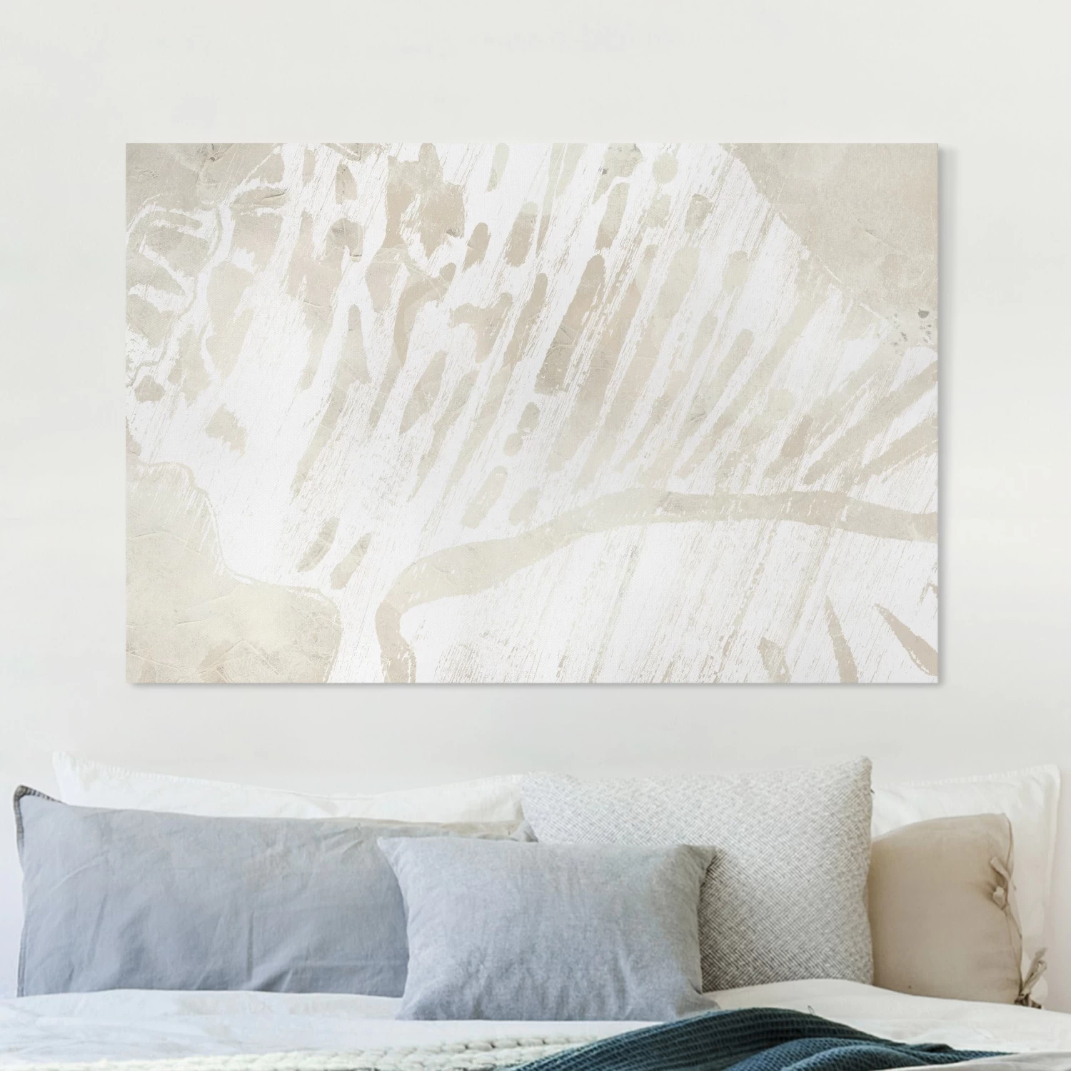 Leinwandbild - Tritonmuschel Silhouette Auf Leinen In Creme-Beige 4 Leinwandbild - Tritonmuschel Silhouette Auf Leinen In Creme-Beige – Bild 2