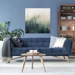 Leinwandbild - Wald Im Nebel Erwachen In Grün -Dekostuck Store wallart leinwandbild wald im nebel erwachen in grun 2