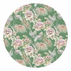 Runde Tapete - Aquarell Vögel Mit Großen Blüten Vor Grün In Bunt -Dekostuck Store wallart runde tapete aquarell vogel mit grossen bluten vor grun in bunt 6