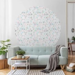 Runde Tapete - Marmor Hexagone Rose Und Meerblau In Pastell -Dekostuck Store wallart runde tapete marmor hexagone rose und meerblau in pastell 3