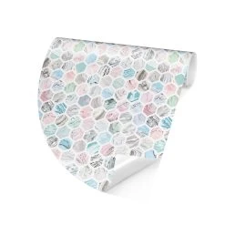 Runde Tapete - Marmor Hexagone Rose Und Meerblau In Pastell -Dekostuck Store wallart runde tapete marmor hexagone rose und meerblau in pastell 5