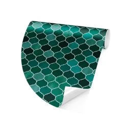 Runde Tapete - Marokkanisches Aquarell Muster In Türkis -Dekostuck Store wallart runde tapete marokkanisches aquarell muster in turkis 5