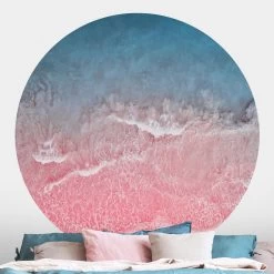 Runde Tapete - Ozean In Pink In Pink -Dekostuck Store wallart runde tapete ozean in pink in pink 1