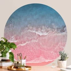 Runde Tapete - Ozean In Pink In Pink -Dekostuck Store wallart runde tapete ozean in pink in pink 2