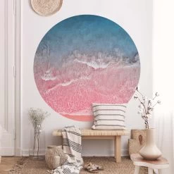 Runde Tapete - Ozean In Pink In Pink -Dekostuck Store wallart runde tapete ozean in pink in pink 3
