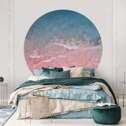 Runde Tapete - Ozean In Pink In Pink -Dekostuck Store wallart runde tapete ozean in pink in pink 4