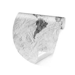Runde Tapete - Papier Weltkarte Weiß Grau In Schwarz-Weiß -Dekostuck Store wallart runde tapete papier weltkarte weiss grau in schwarz weiss 5