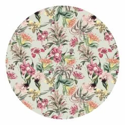 Runde Tapete - Tropische Blumen Vor Mint In Bunt -Dekostuck Store wallart runde tapete tropische blumen vor mint in bunt 6