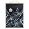 Stoffbild - E. Fredriksson - Goldener Mond Schwarze Berge In Blau -Dekostuck Store wallart stoffbild e fredriksson goldener mond schwarze berge in blau