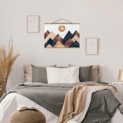 Stoffbild - Elisabeth Fredriksson - Geometrische Berge Bronze In Gold -Dekostuck Store wallart stoffbild elisabeth fredriksson geometrische berge bronze in gold 2