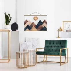 Stoffbild - Elisabeth Fredriksson - Geometrische Berge Bronze In Gold -Dekostuck Store wallart stoffbild elisabeth fredriksson geometrische berge bronze in gold 3