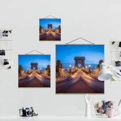 Stoffbild - Kettenbrücke In Budapest Bei Nacht In Orange -Dekostuck Store wallart stoffbild kettenbrucke in budapest bei nacht in orange 5