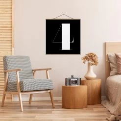 Stoffbild Mit Posterleisten - Antiqua Zahl 4 In Schwarz 11 Stoffbild Mit Posterleisten - Antiqua Zahl 4 In Schwarz -Dekostuck Store wallart stoffbild mit posterleisten antiqua zahl 4 in schwarz 2