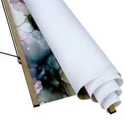 Stoffbild Mit Posterleisten - Blumenbogen Mit Gold In Blau -Dekostuck Store wallart stoffbild mit posterleisten blumenbogen mit gold in blau 4