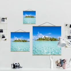 Stoffbild Mit Posterleisten - Crystal Clear Water In Türkis -Dekostuck Store wallart stoffbild mit posterleisten crystal clear water in turkis 5