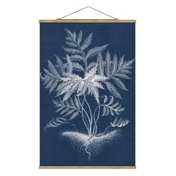 Stoffbild Mit Posterleisten - Denim Pflanzenstudie IV In Blau