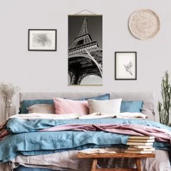 Stoffbild Mit Posterleisten - Eiffelturm In Schwarz-Weiß 11 Stoffbild Mit Posterleisten - Eiffelturm In Schwarz-Weiß -Dekostuck Store wallart stoffbild mit posterleisten eiffelturm in schwarz weiss 2