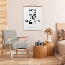 Stoffbild Mit Posterleisten - Keep Your Head High In Weiß -Dekostuck Store wallart stoffbild mit posterleisten keep your head high in weiss 2